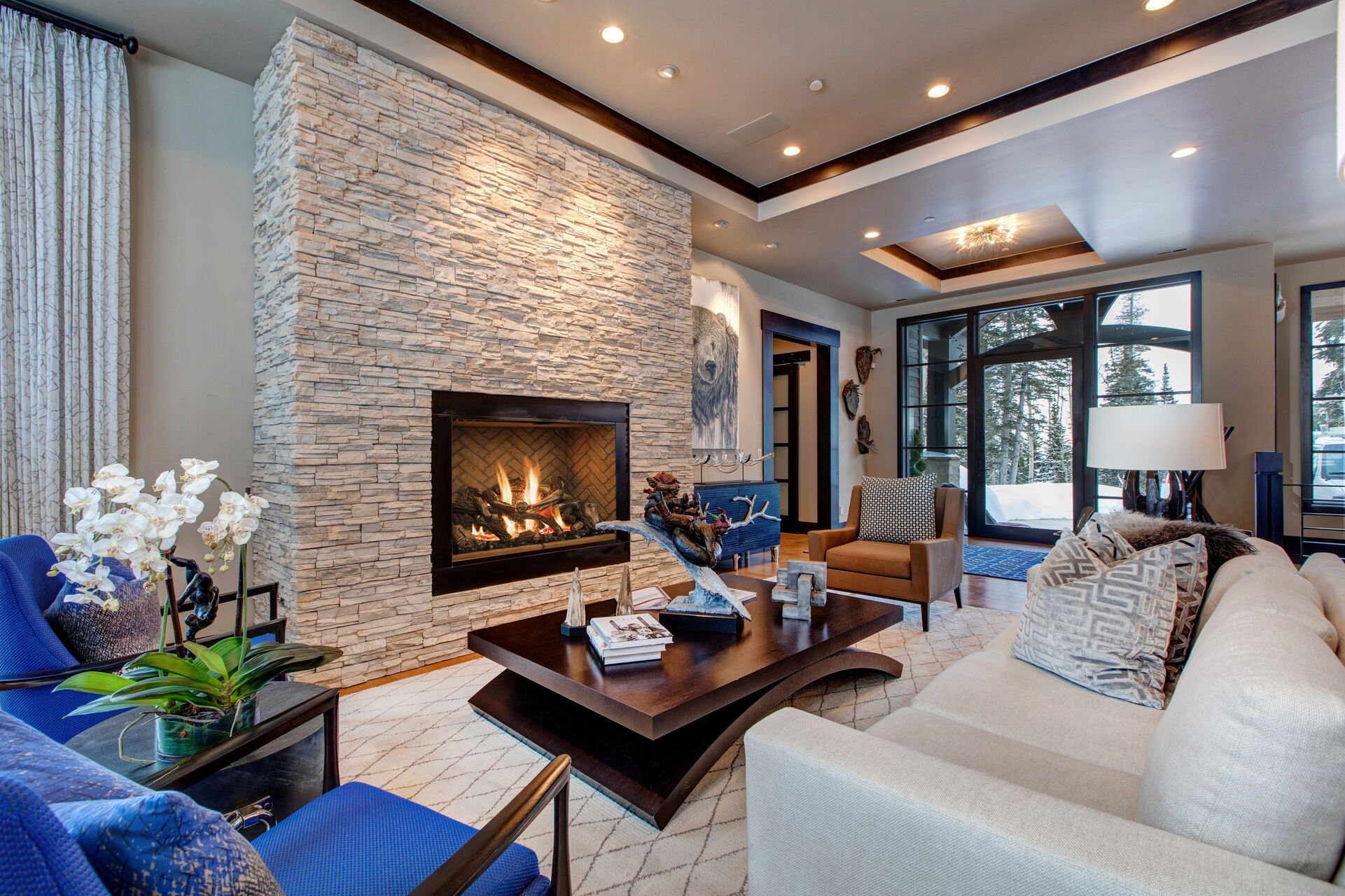 Professionally Decorated Living Room with Warm Gas Fireplace (1 of 4)