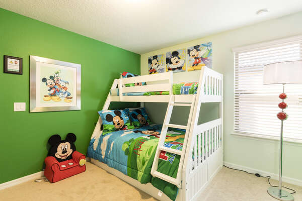 Another custom kids bedroom with a twin/full bunk bed