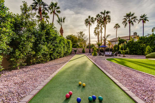 Bocce Ball court with dice games too