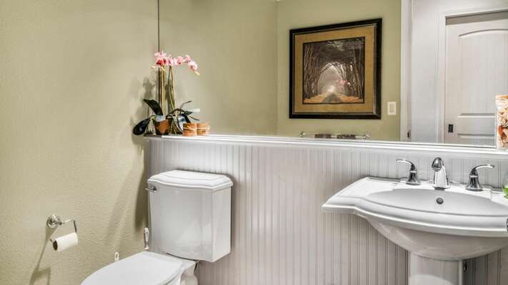 Powder Room with Pedestal Sink and Toilet