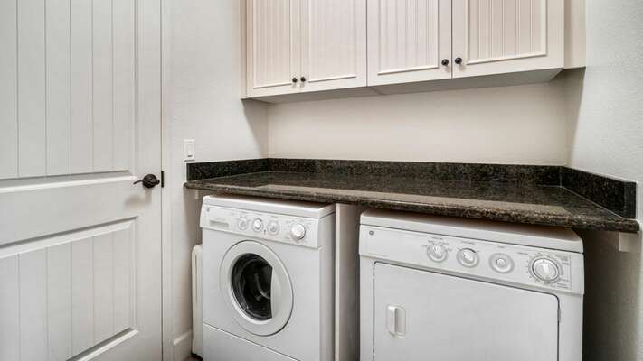 Laundry Room with Washer, Dryer and Storage Cabinets
