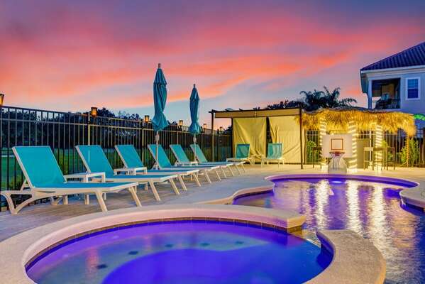 Spend twilight evenings poolside at this gorgeous pool