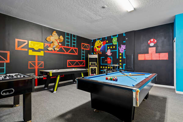 Get ready to play when you enter the game room