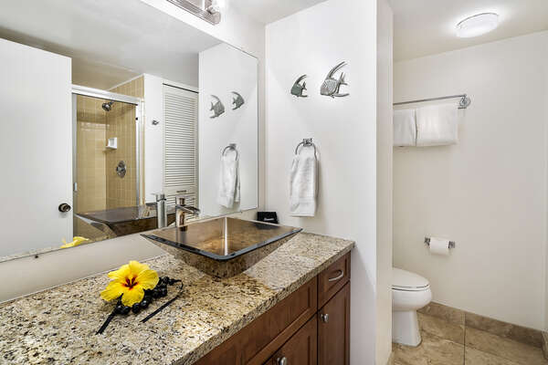 Bathroom with Vessel Sink and Shower