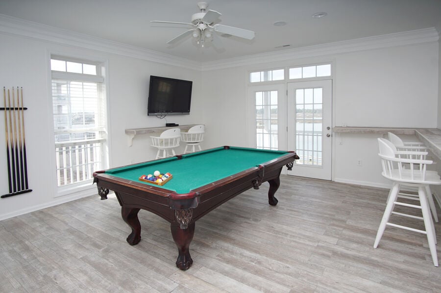 Admirals Quarters A vacation home in Cherry Grove, North Myrtle Beach | pool table in the game room | Thomas Beach Vacations