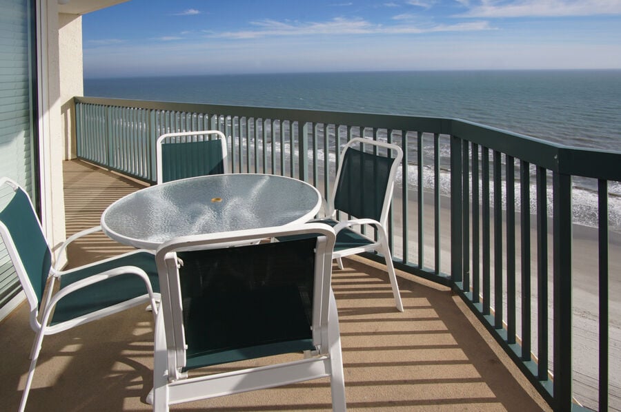 Ashworth 1404 oceanfront vacation rental in Ocean Drive, North Myrtle Beach | balcony | Thomas Beach Vacations