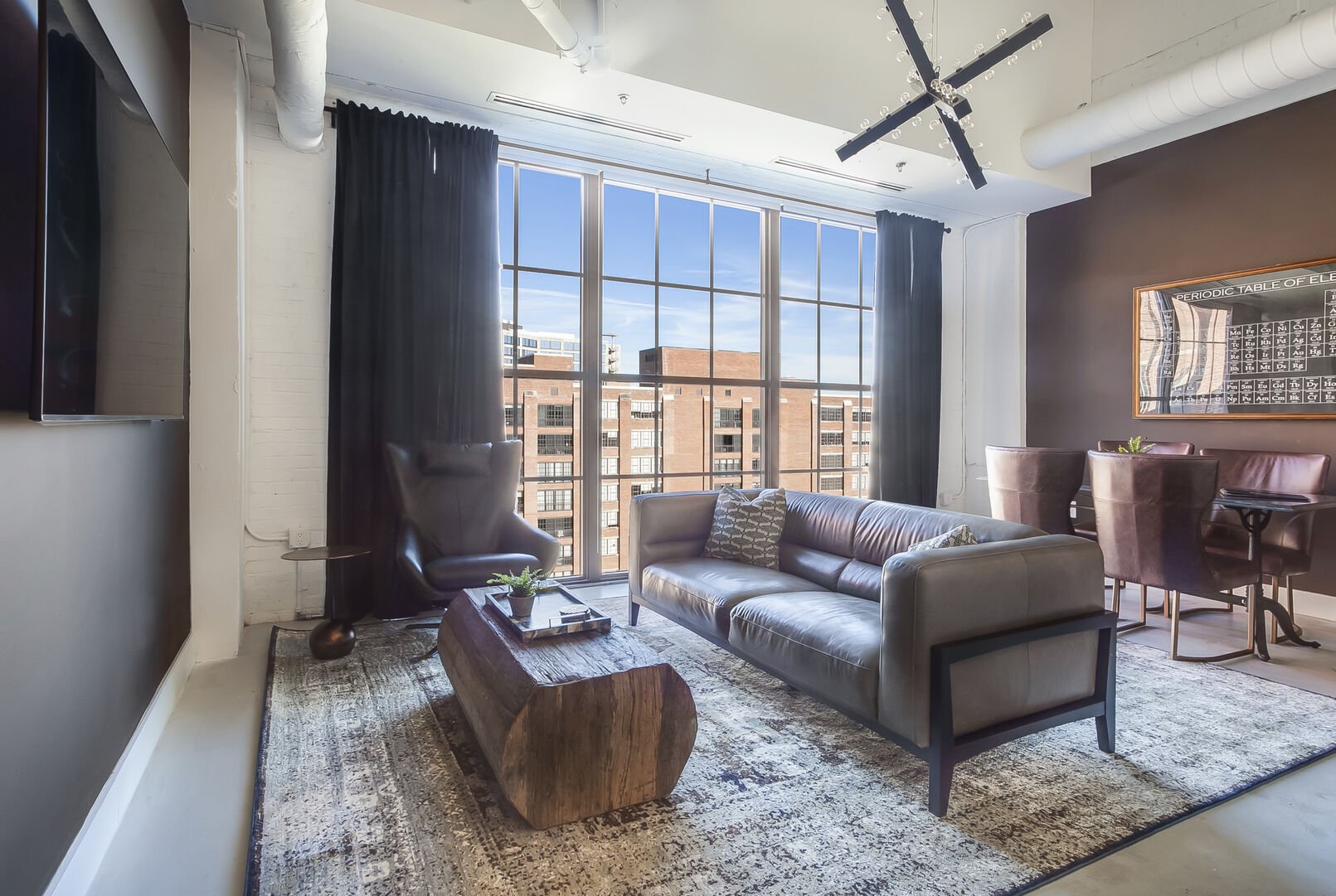 Living Area with City Views at Ponce City Market Apartment