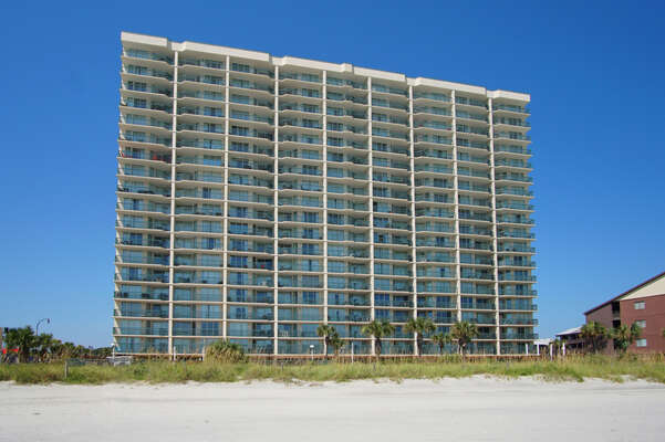 Ashworth 1704 oceanfront vacation rental in Ocean Drive, North Myrtle Beach | resort view | Thomas Beach Vacations