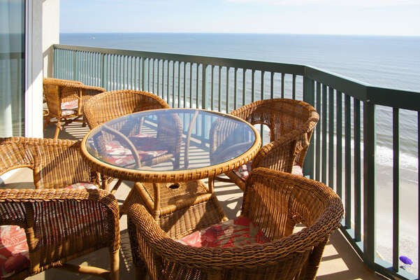 Ashworth 1704 oceanfront vacation rental in Ocean Drive, North Myrtle Beach | balcony | Thomas Beach Vacations