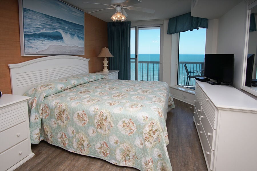 Paradise Pointe 11A - oceanfront condo in Cherry Grove Beach in North Myrtle Beach | bedroom 1 | Thomas Beach Vacations