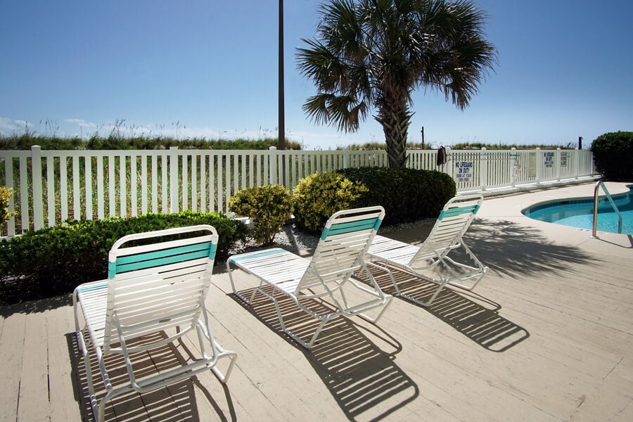 Paradise Pointe 10D - oceanfront condo in Cherry Grove Beach in North Myrtle Beach | pool deck | Thomas Beach Vacations