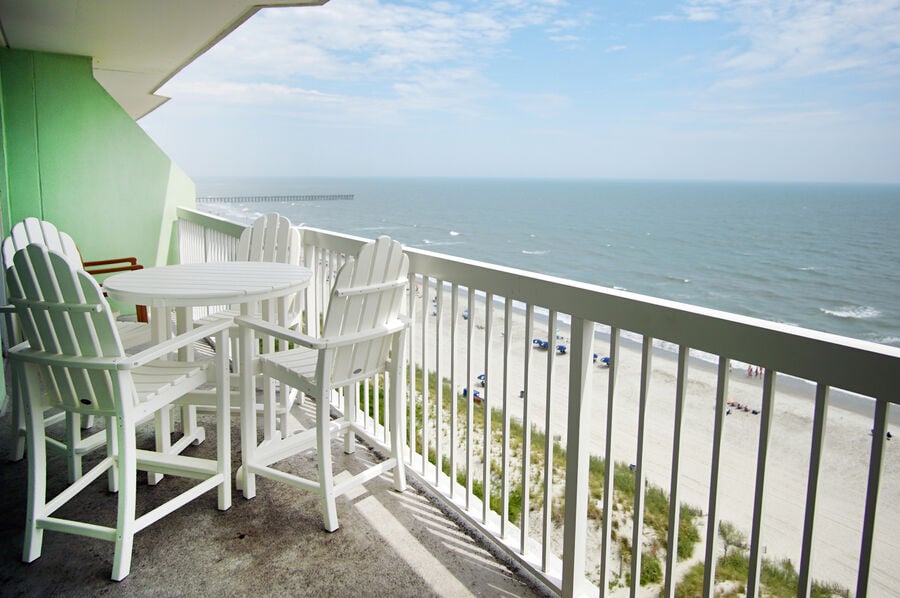Paradise Pointe 10D - oceanfront condo in Cherry Grove Beach in North Myrtle Beach | balcony view 1 | Thomas Beach Vacations