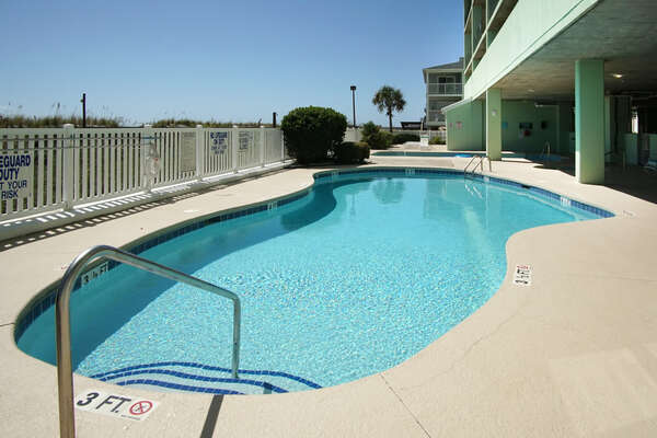 Paradise Pointe 11A - oceanfront condo in Cherry Grove Beach in North Myrtle Beach | pool view 1 | Thomas Beach Vacations