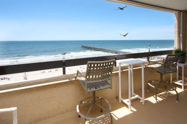 Sea Pointe 707 - oceanfront condo in Cherry Grove Beach in North Myrtle Beach | balcony view | Thomas Beach Vacations