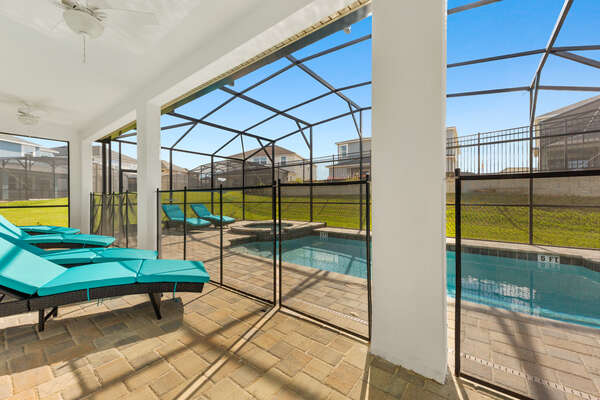 The whole family will love the private screened in pool