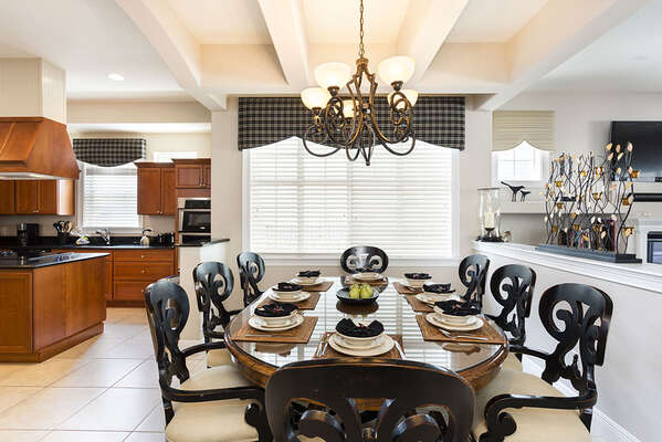 Formal dining area with seating for 8