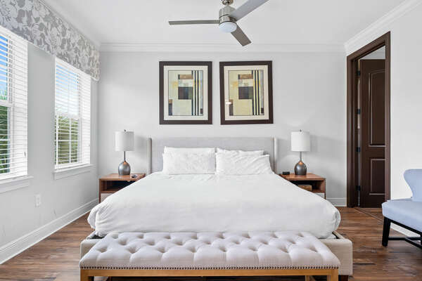Spacious master suite with a King bed