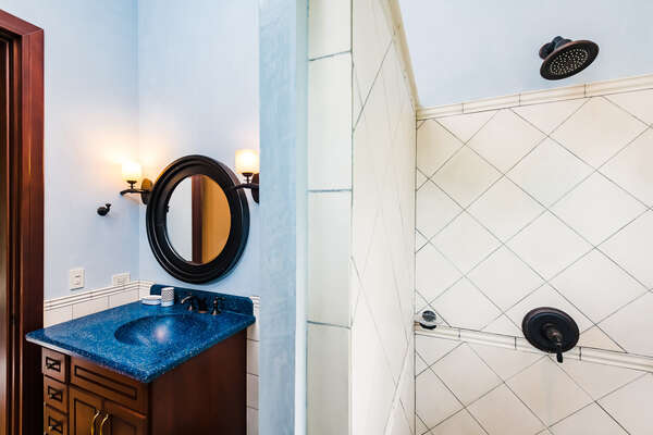 Step into our refreshing shower for an invigorating experience.