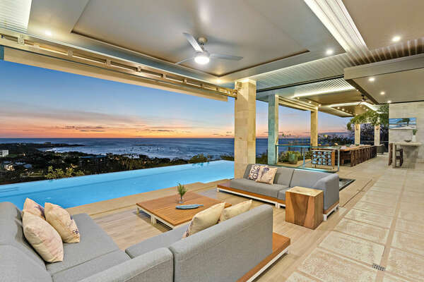 Our outdoor living room offers front-row seats to spectacular sunsets and the serenity of the ocean