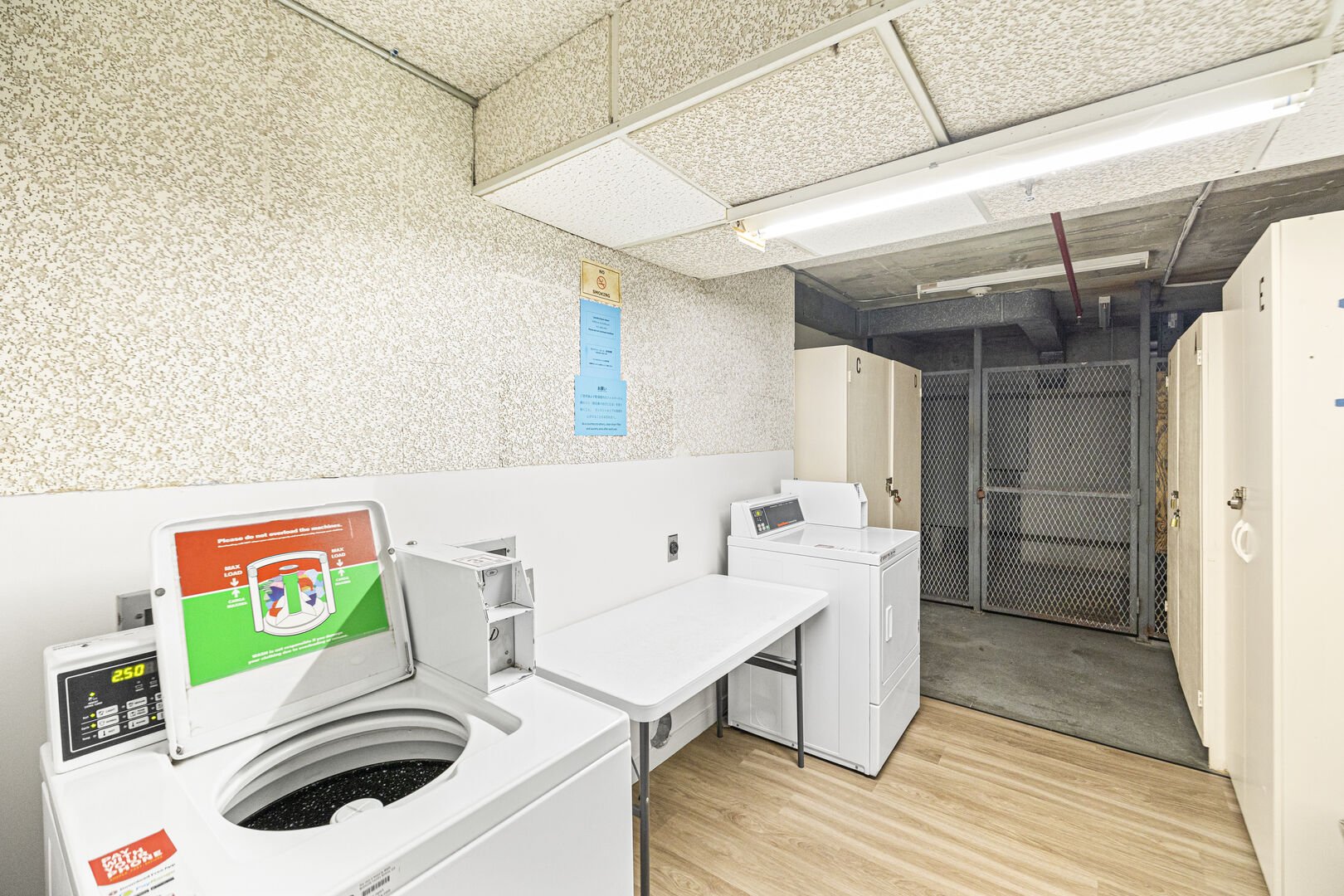 Laundry room in every floor with coin-operated washer and dryer