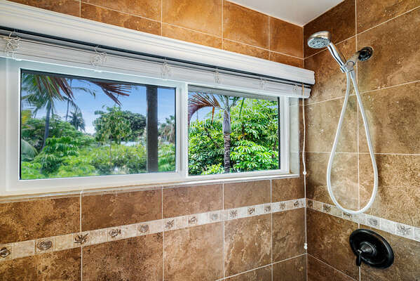 Shower and windows in the bathroom