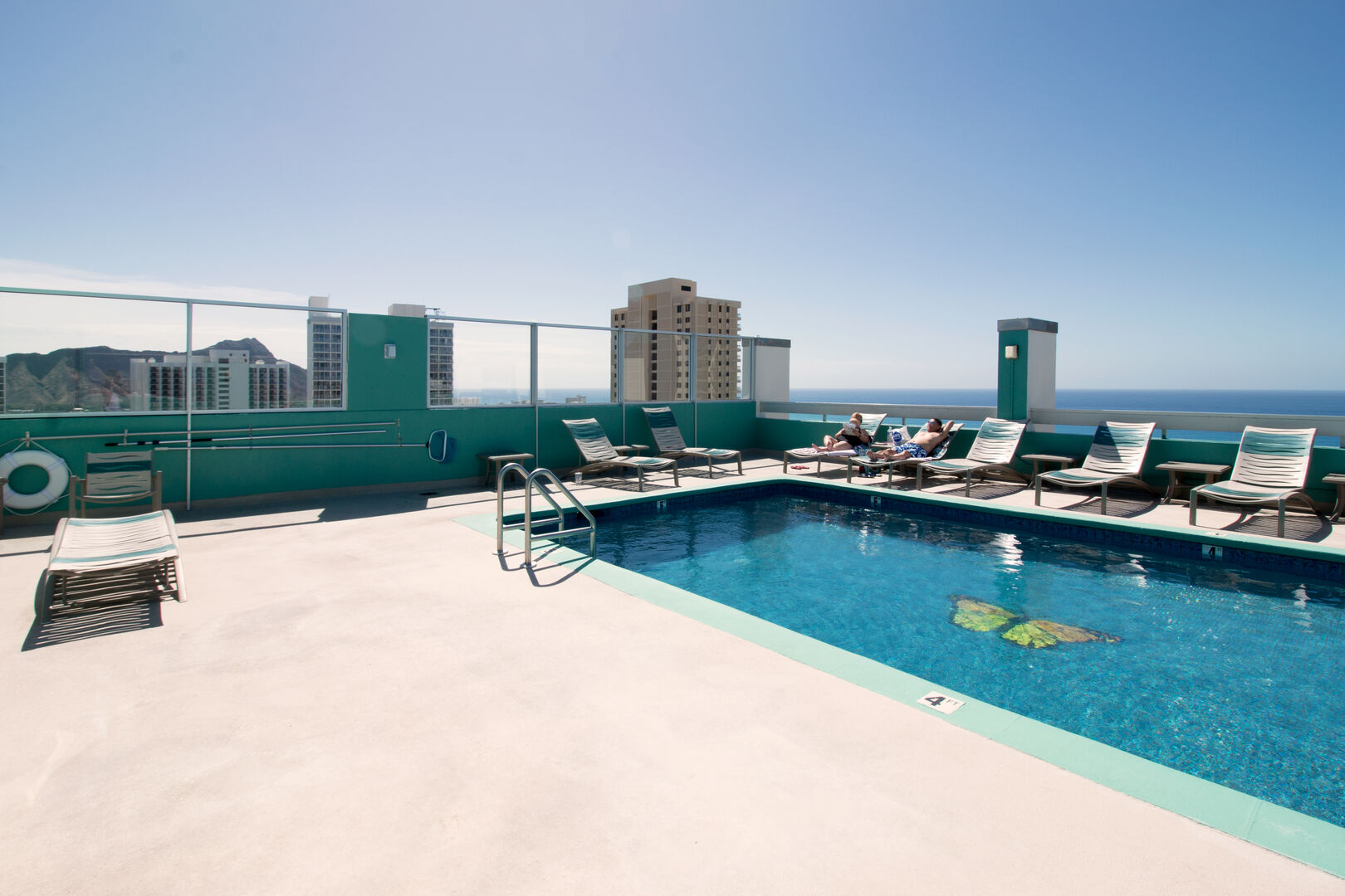 Swimming pool on the rooftop with ocean view!
