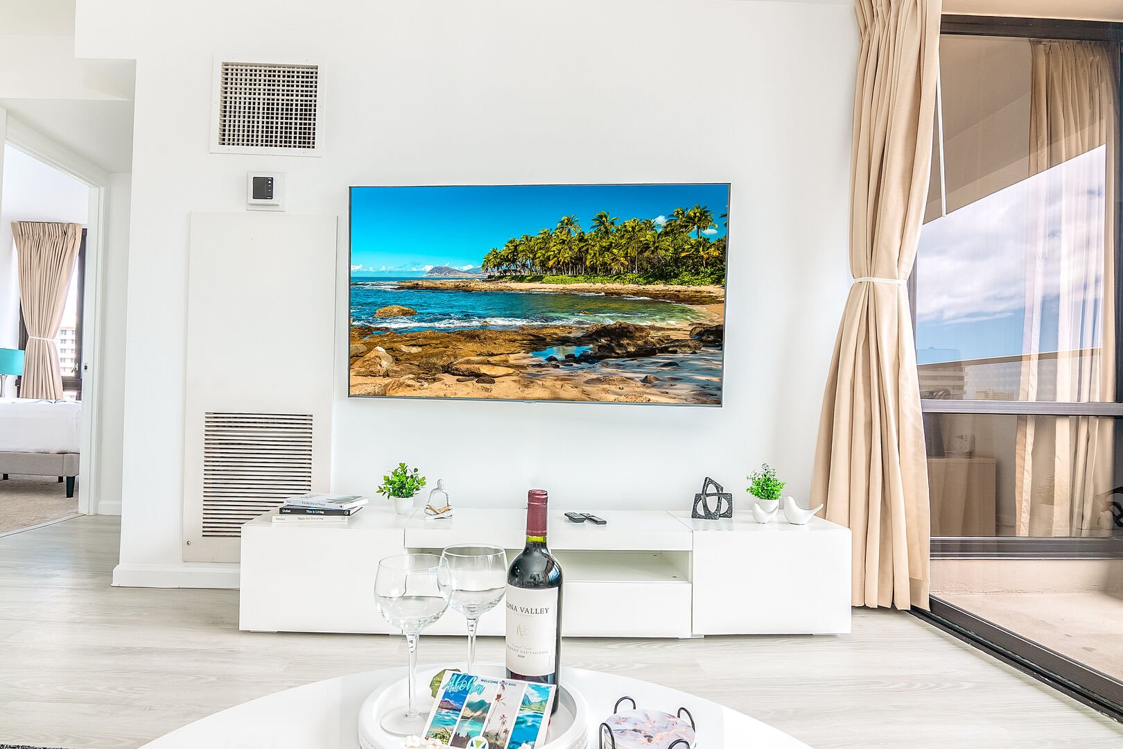A 65'' Samsung Smart TV in your living room.