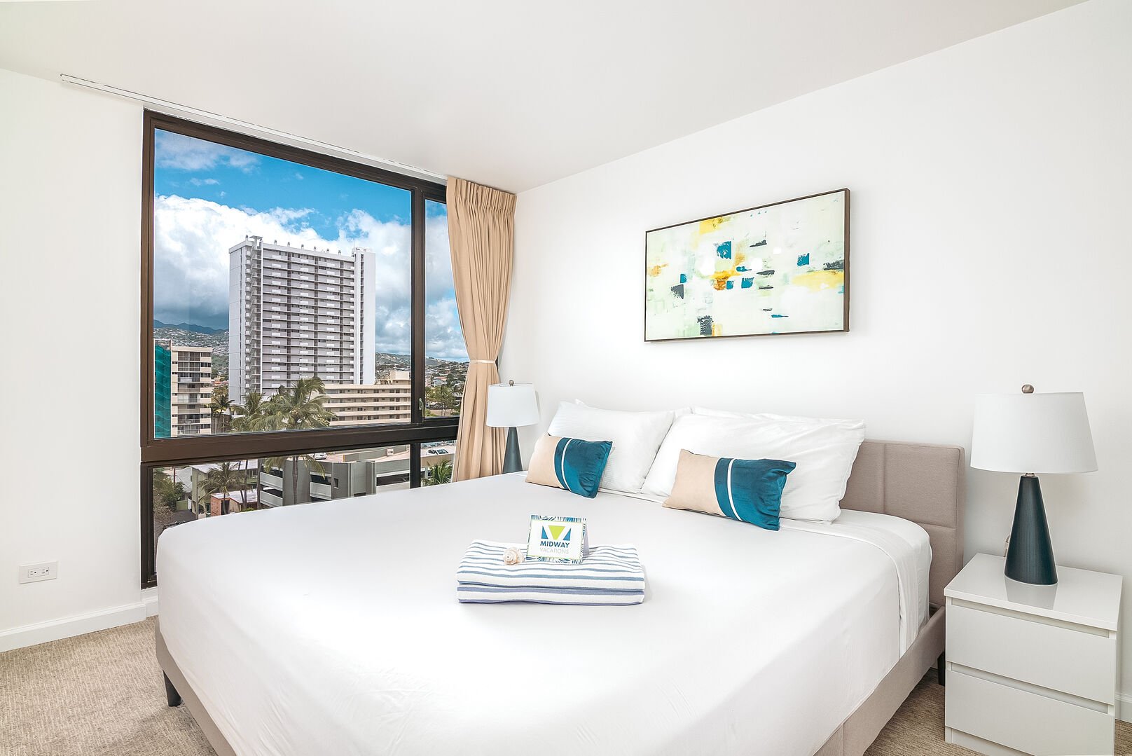 Have a restful night's sleep in your master bedroom with a king-size bed and beautiful view.