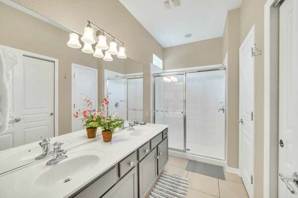 Ensuite master bathroom with shower and separate water closet