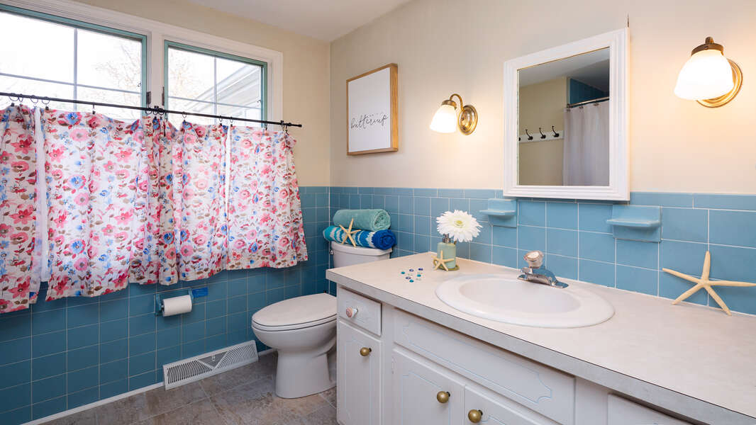 Full bath in hall on 1st floor- 790 Queen Anne Road Harwich- Cape Cod New England Vacation Rentals