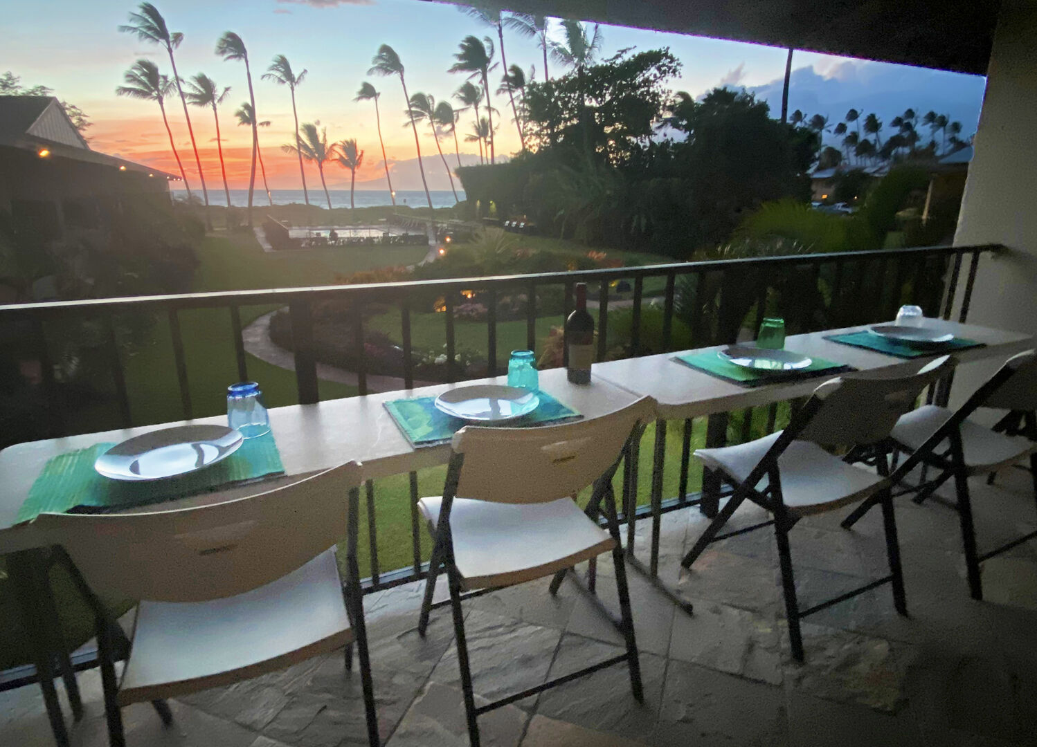 Enjoy the beautiful sunsets on the lanai (balcony)
