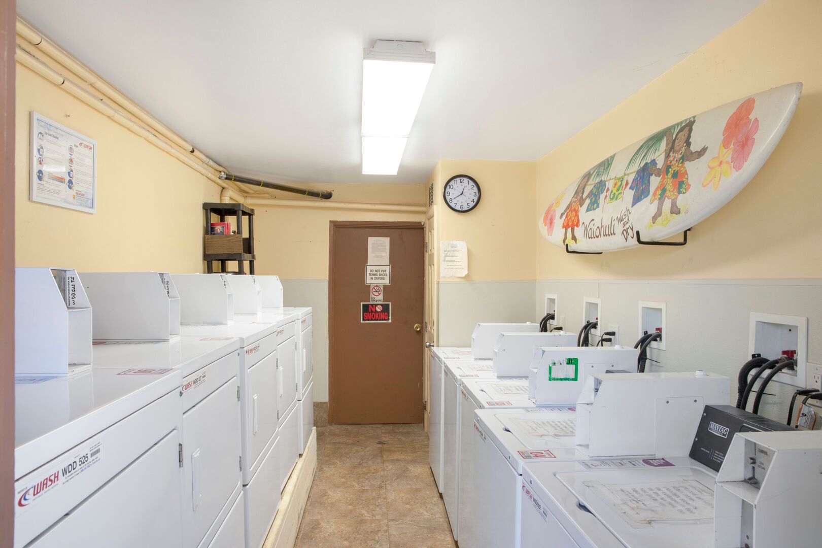 Coin-operated laundry room on site