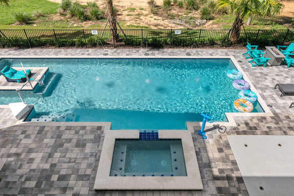 Balcony view of the private pool area