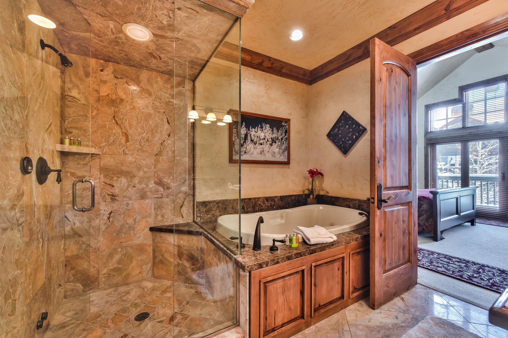 Grand Master Bath with a Steam Shower and Jetted Tub