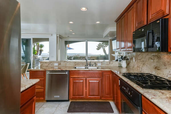 Ocean Views from Kitchen in our Oceanfront San Diego Rental