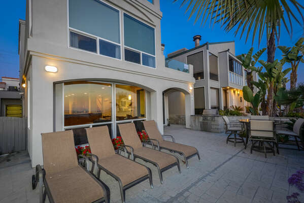 Beachfront Patio at our Oceanfront San Diego Rental