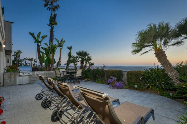 Outdoor Beachfront Patio at our Oceanfront San Diego Rental