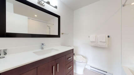 Primary en-suite w/ shower over tub