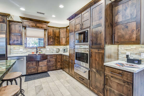Stunning Custom Alder Wood Cabinets and White Quartzite Counters