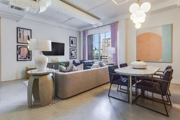 Image of the Living and Dining Area in Downtown Atlanta Rental.