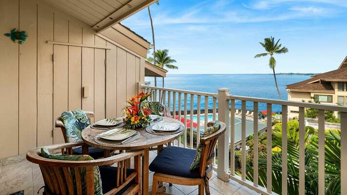 Spacious lanai offers outside dining
