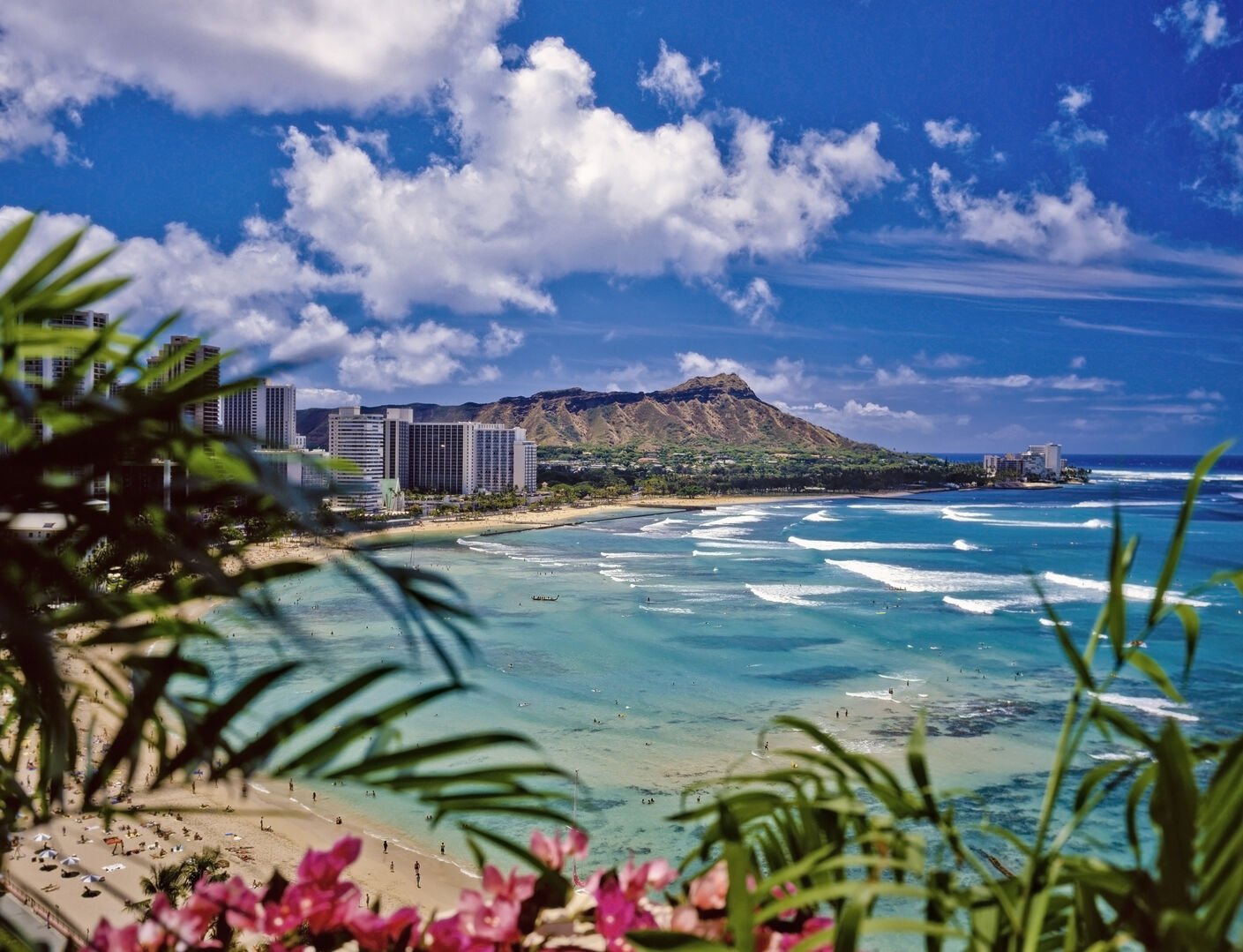 Waikiki Beach and Diamond Head in the background