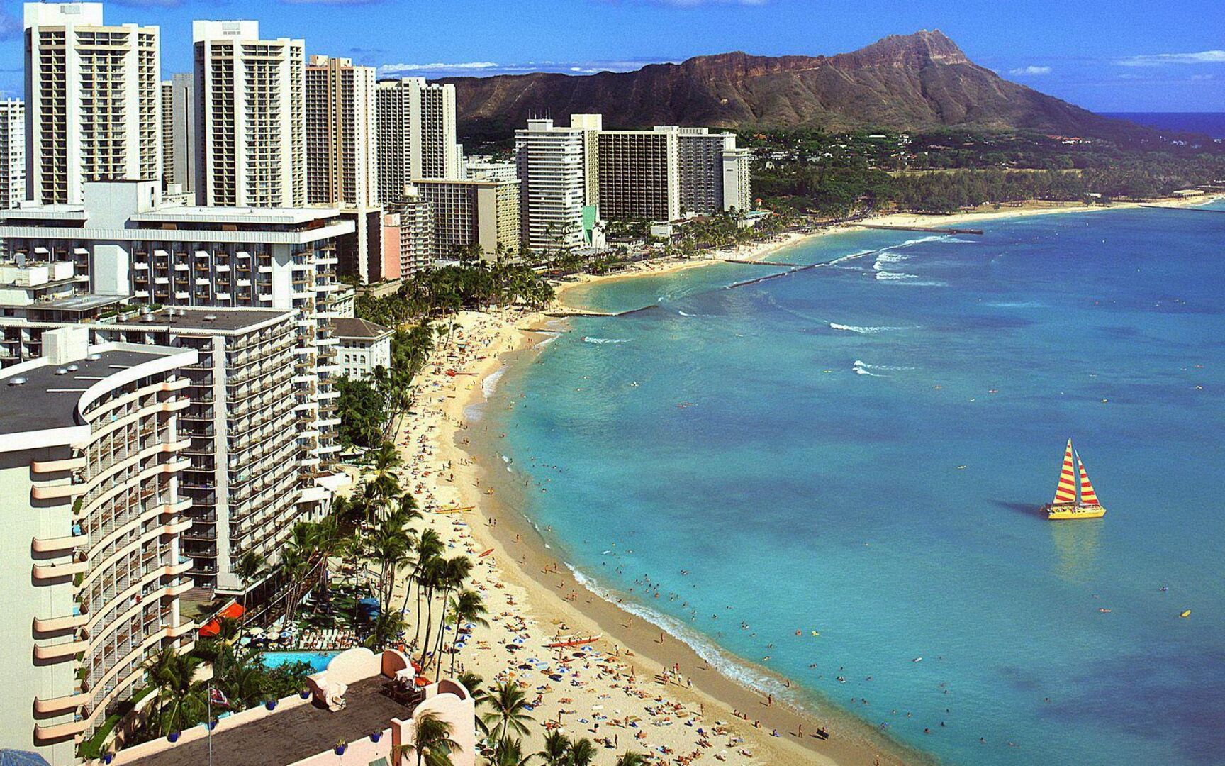 Waikiki Beach and Diamond Head View.