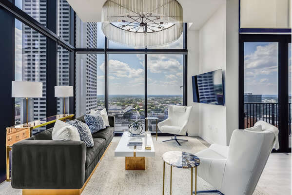 Luxury Living Area in Midtown Atlanta Vacation Rental.