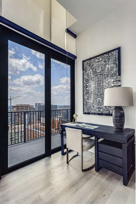The office area Offers Guests Beautiful Views From Desk.