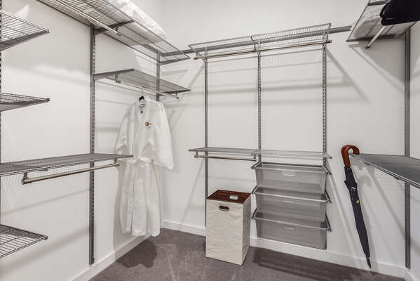 Master Closet Includes Plenty of Space for Shoes and Clothes.