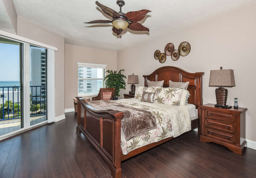 Master Bedroom with views of the beach across the street