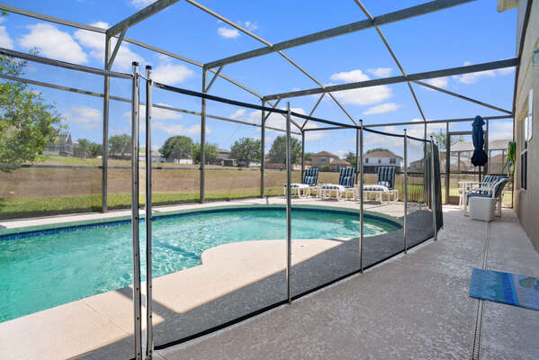 pool area with fence up
