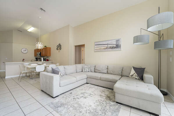 Living room showing sectional seating