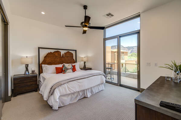 Bedroom 2 with a King Bed and Private Balcony with Golf Course and Mountain Views too!